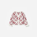 Burgundy Check Cardigan