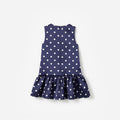 Navy Taffeta Polka Dot Button Down Dress