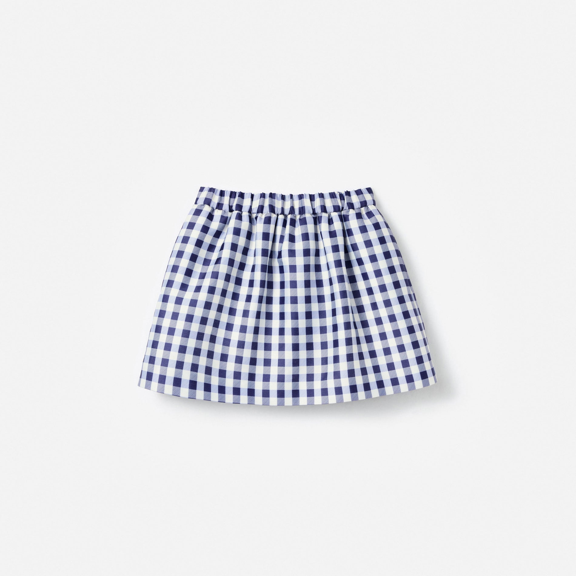 Navy Gingham Taffeta Skirt