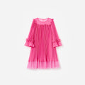 Pink Chiffon Long Sleeve Dress