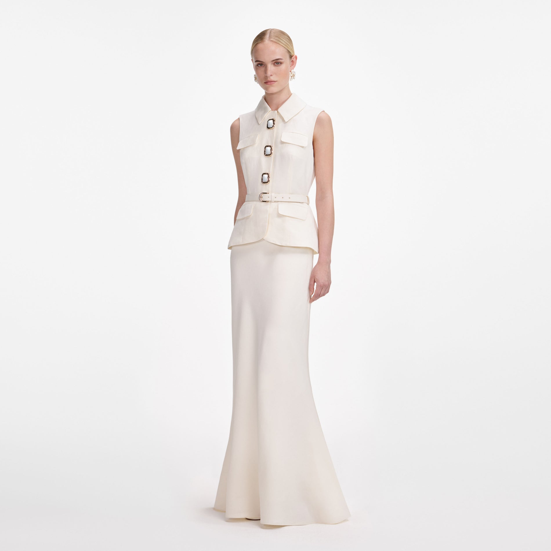 Cream Linen Maxi Dress