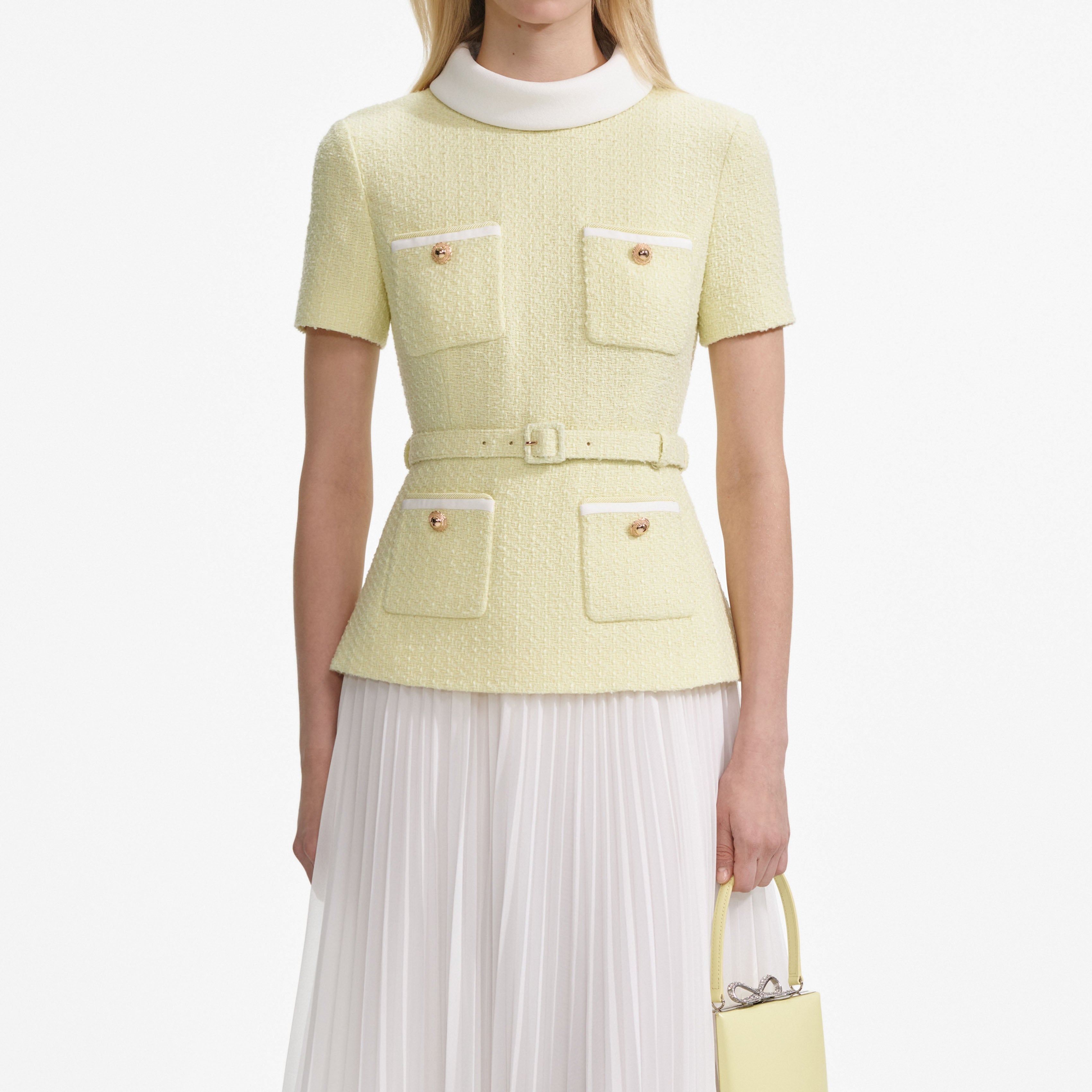 Yellow Boucle Midi Dress