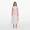 Pink Boucle Lace Collar Midi Dress