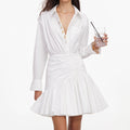 White Cotton Gathered Mini Dress