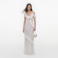 White Ruffle Knit Maxi Dress