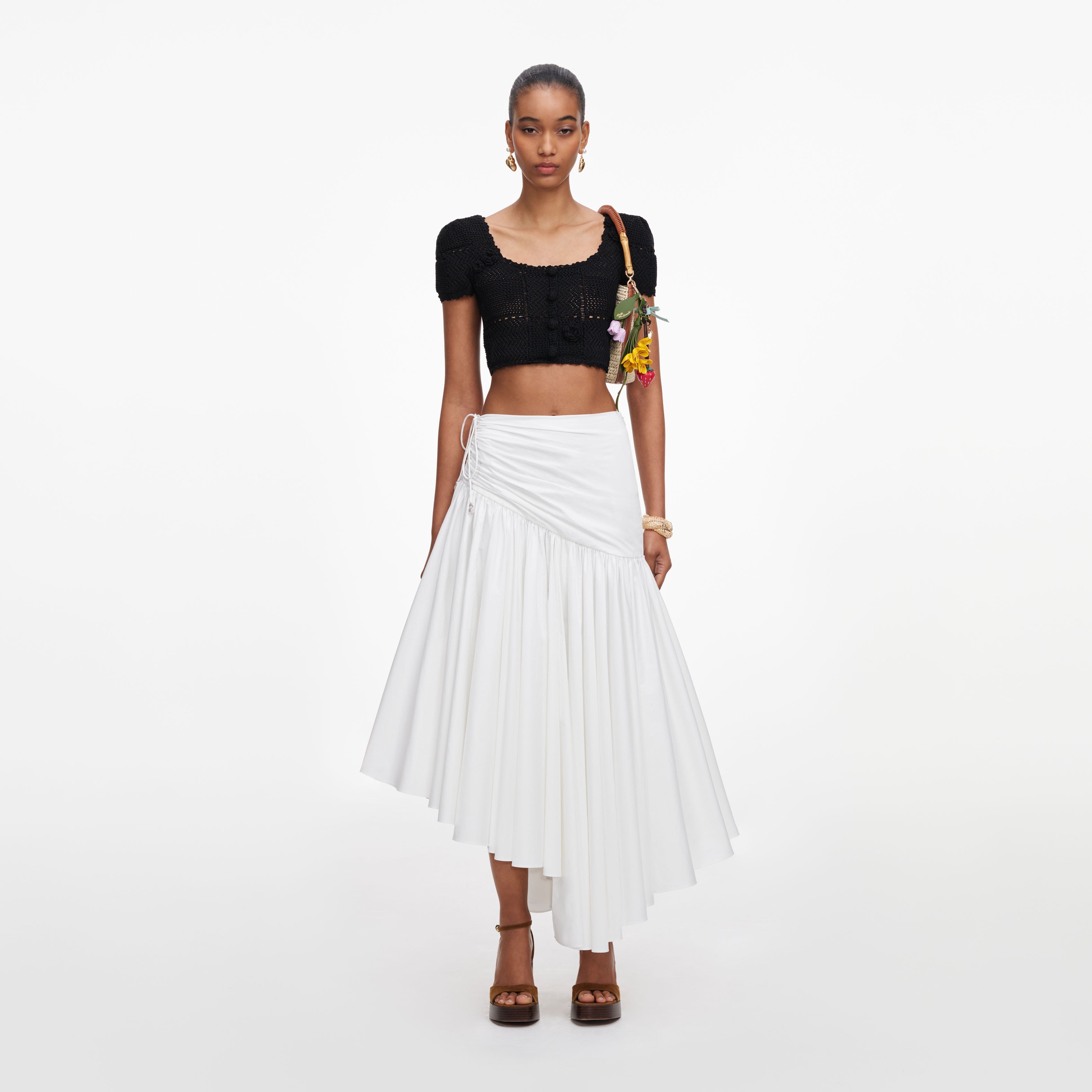 Black Crochet Knit Crop Top