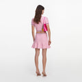 Pink Flower Knit Mini Skirt
