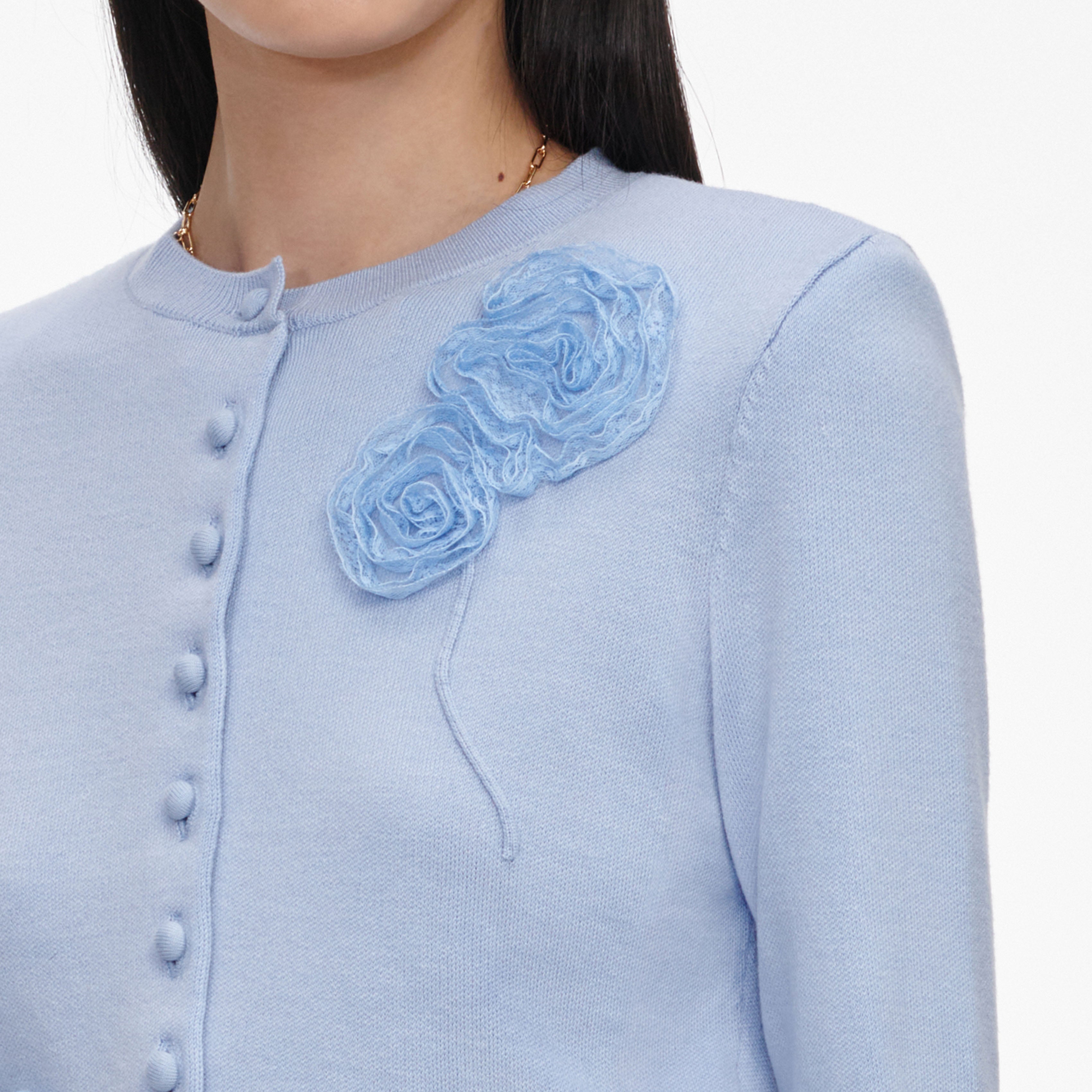 Blue Flower Knit Cardigan