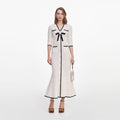 White Pointelle Knit Long Cardigan