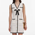 White Pointelle Knit Mini Dress