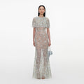 Mint Embellished Cape Maxi Dress