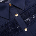 Navy Ramie Collared Midi Dress