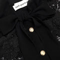 Black Lace Tie Neck Top
