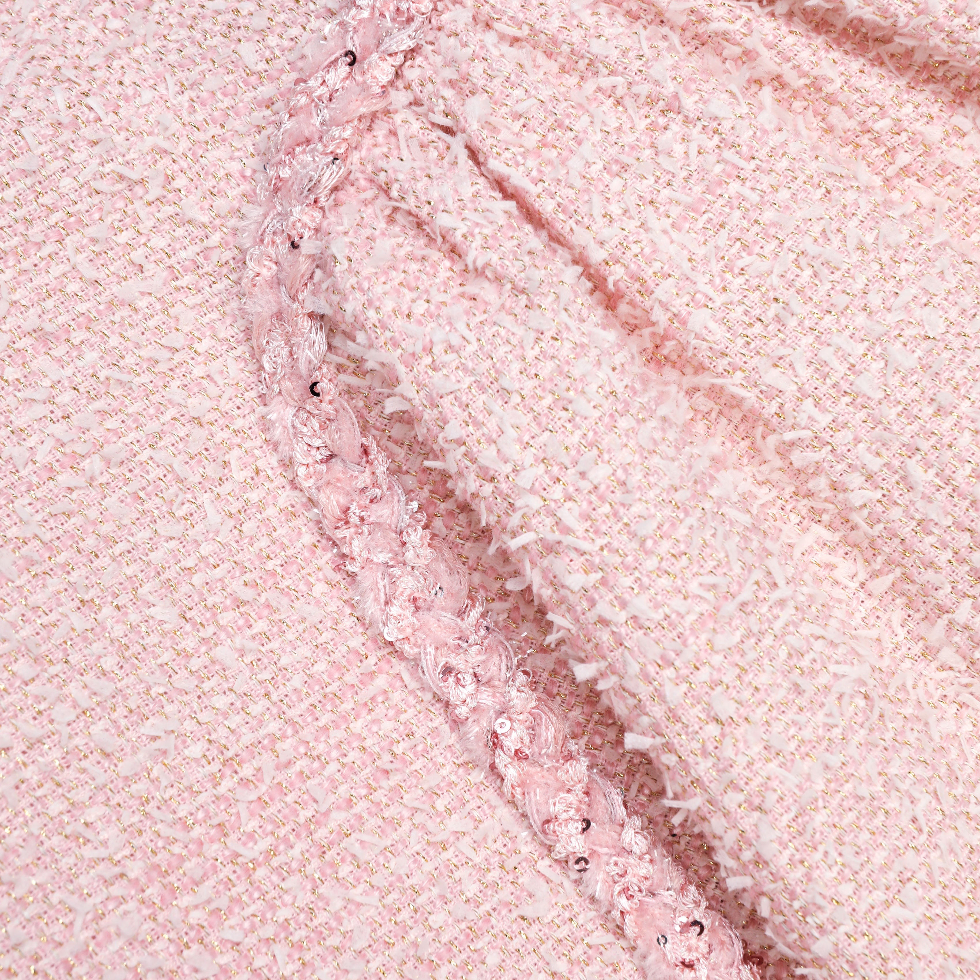 Pink Boucle Sleeveless Mini Dress