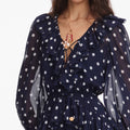 Polka Dot Georgette Ruffle Maxi Dress