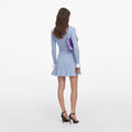 Blue Ribbed Knit Mini Dress