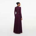 Burgundy Rhinestone Long Sleeve Maxi Dress