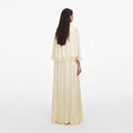 Yellow Tie Neck Cape Maxi Dress