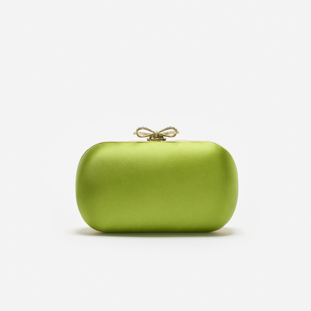 Green Satin Clutch Bag