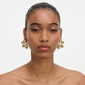 Gold Pearl Flower Earrings