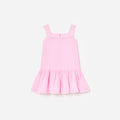 Pink Ramie Flower Embroidered Dress