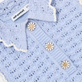 Blue Daisy Trim Pointelle Knitted Dress