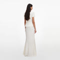 Cream Linen Blend Peplum Maxi Dress