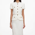 Cream Linen Blend Peplum Maxi Dress
