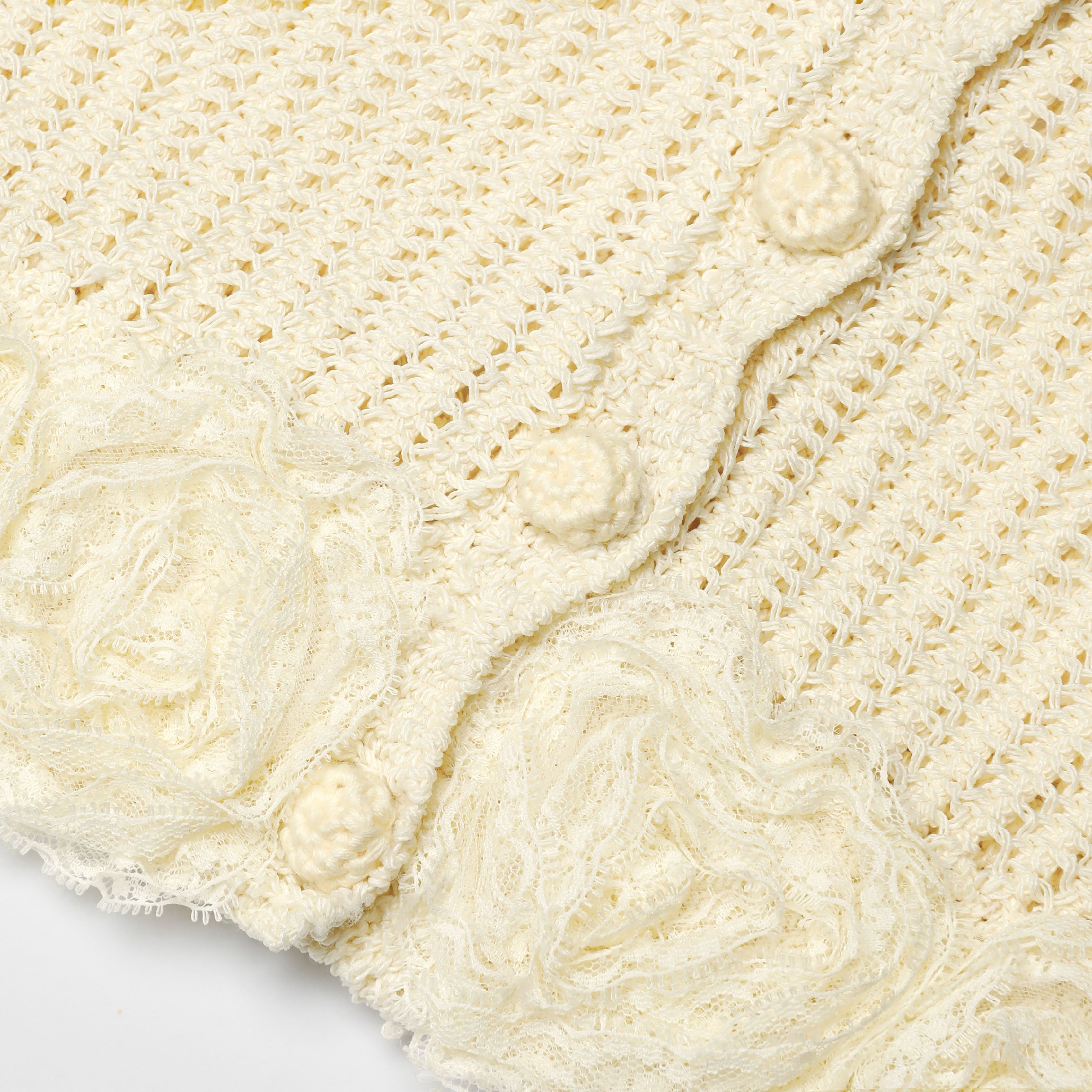 Yellow Crochet Flower Knit Top