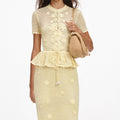 Yellow Floral Crochet Midi Dress