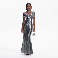 Silver Sequin Maxi Dress