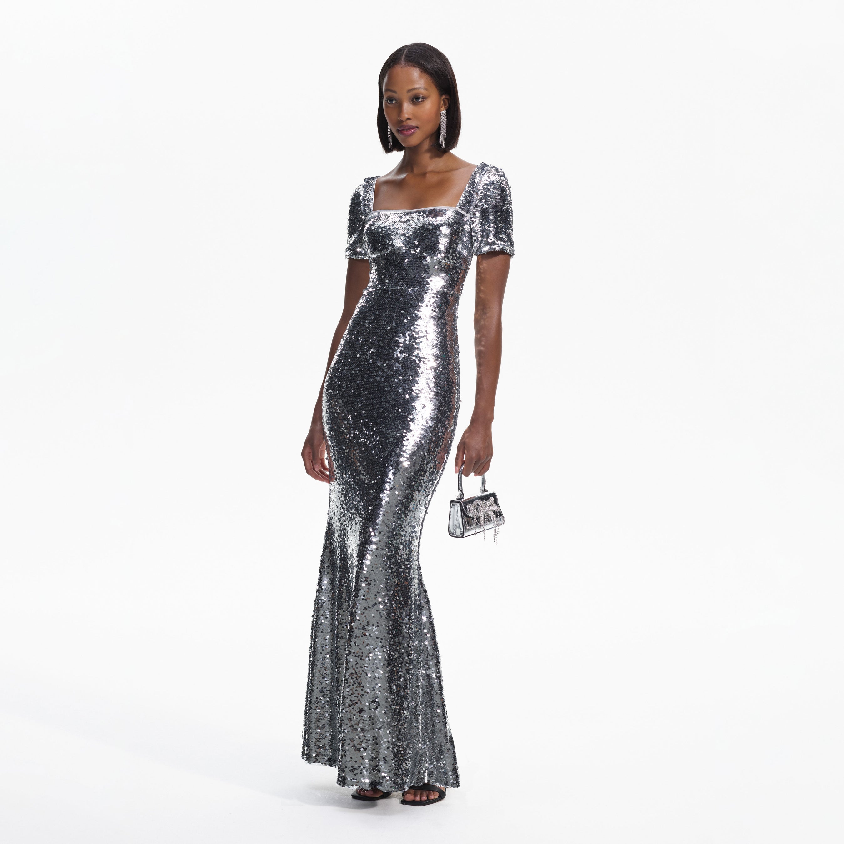 Silver Sequin Maxi Dress