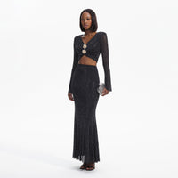 Black Rhinestone  Maxi Skirt