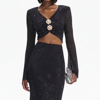 Black Rhinestone  Maxi Skirt