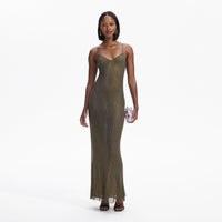 Khaki Rhinestone Maxi Dress