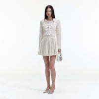 Cream Knitted Mini Skirt