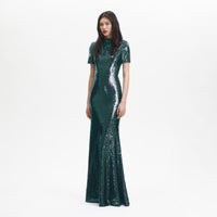 Teal Sequin Maxi Dress