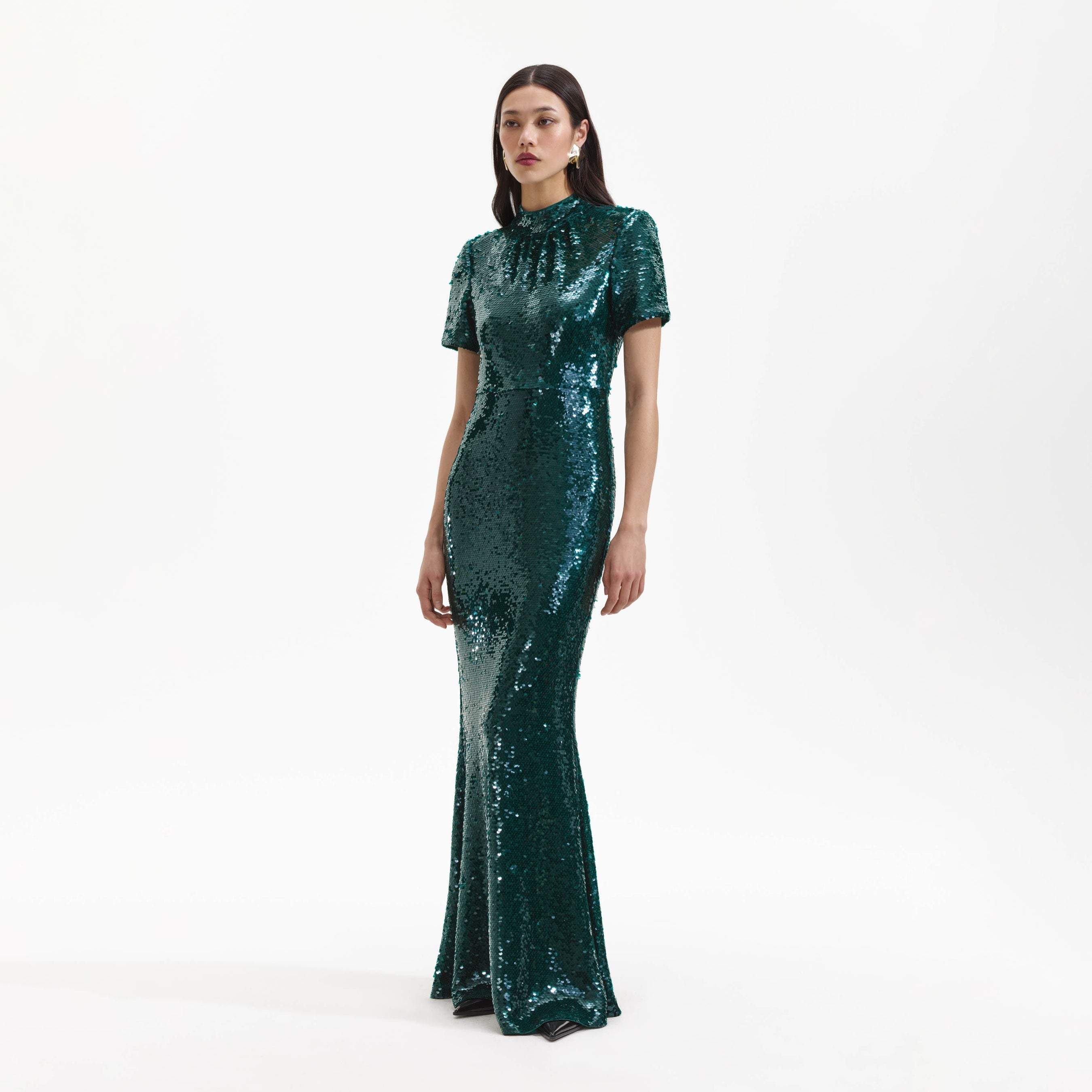 Teal Sequin Maxi Dress