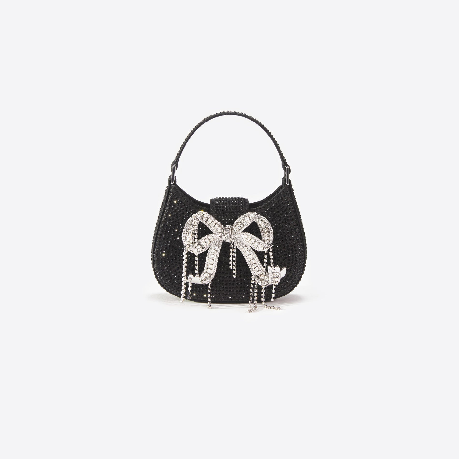 Black Rhinestone Micro Crescent Bag