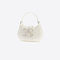 Champagne Rhinestone Mini Crescent Bag