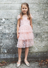 Pink Tiered Sequin Dress