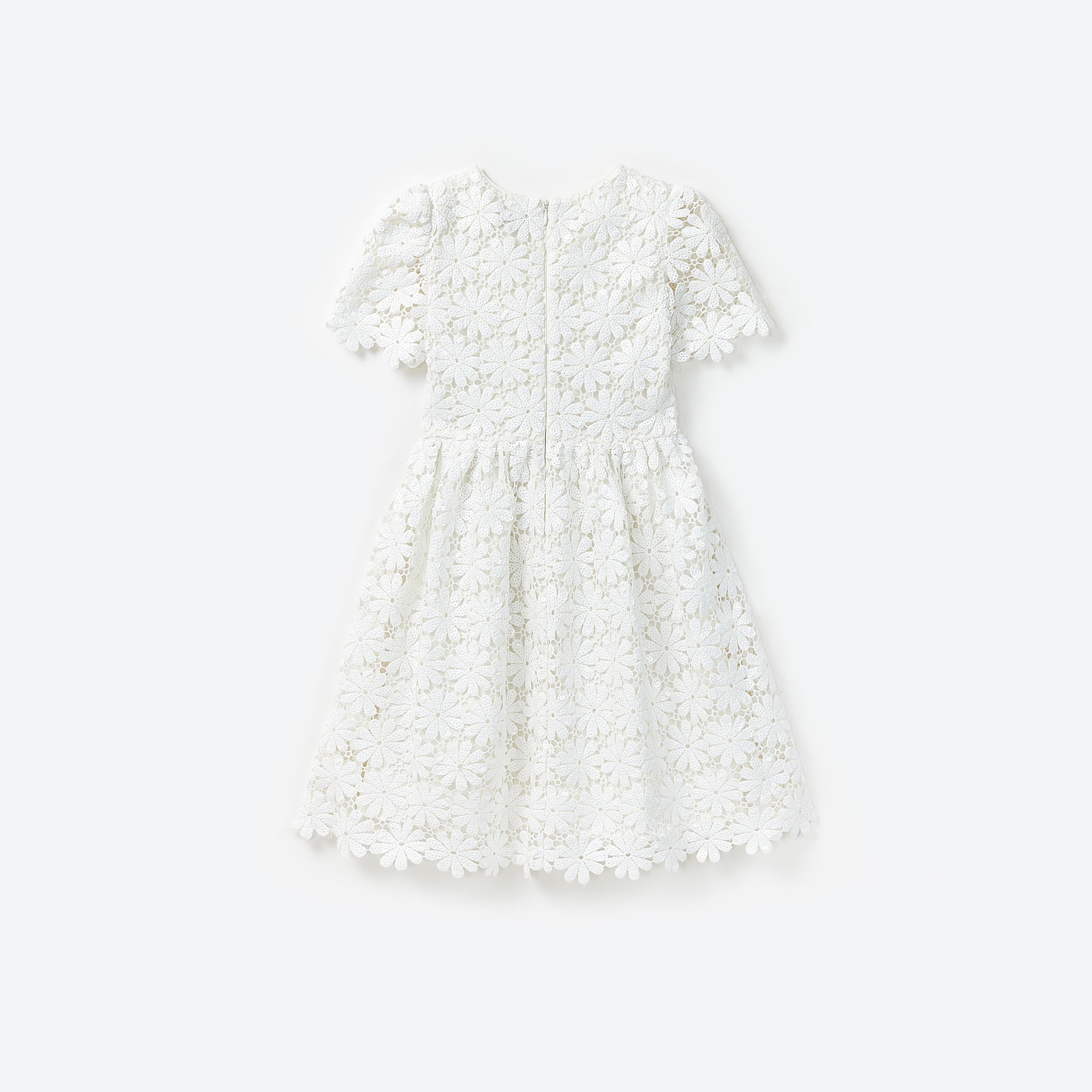 White Sequin Guipure Dress