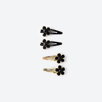 Black Flower Hairclip Pack