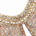 Gold Tinsel Boucle Embellished Mini Dress