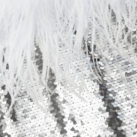 Silver Sequin Feather Mini Dress