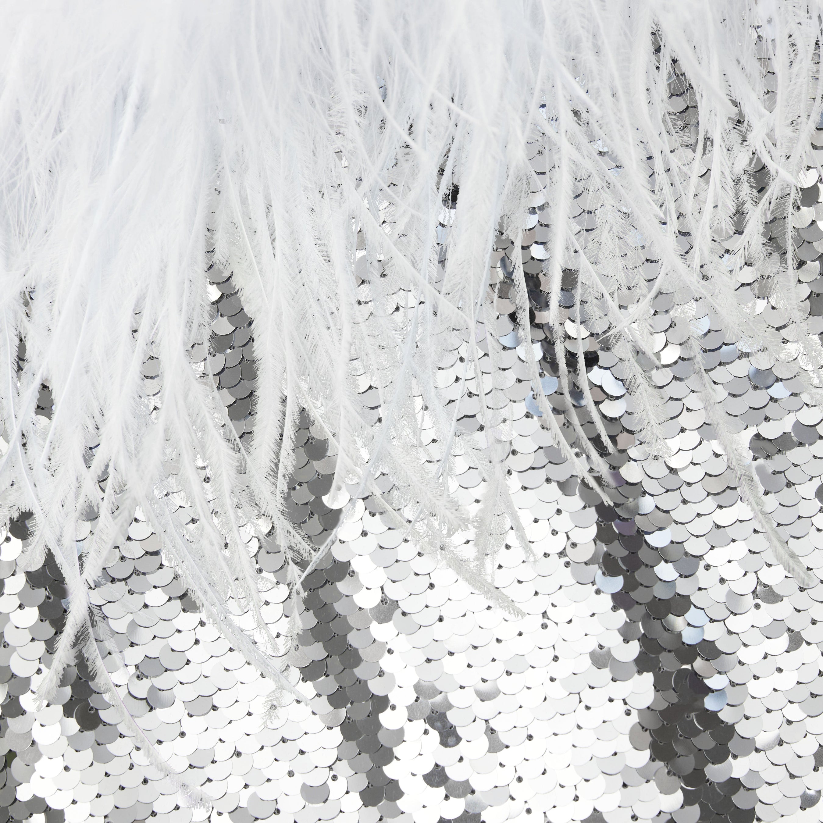 Silver Sequin Feather Mini Dress