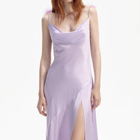 Lilac Silk Feather Maxi Dress