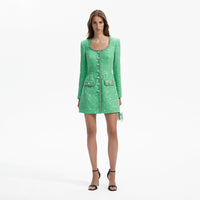 Green Boucle Mini Dress