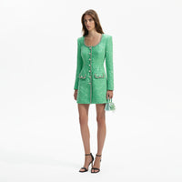 Green Boucle Mini Dress