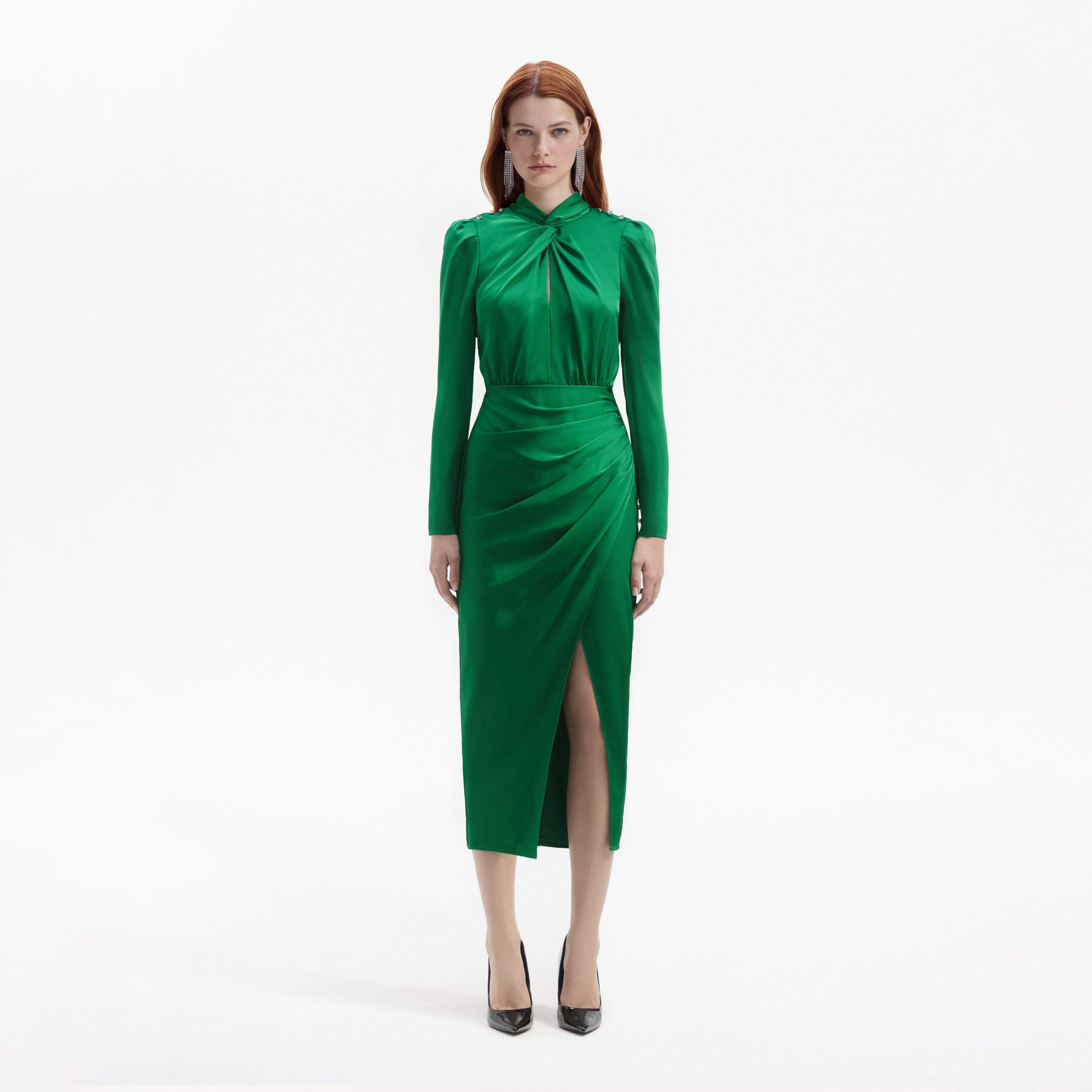 Green dress clearance high neck